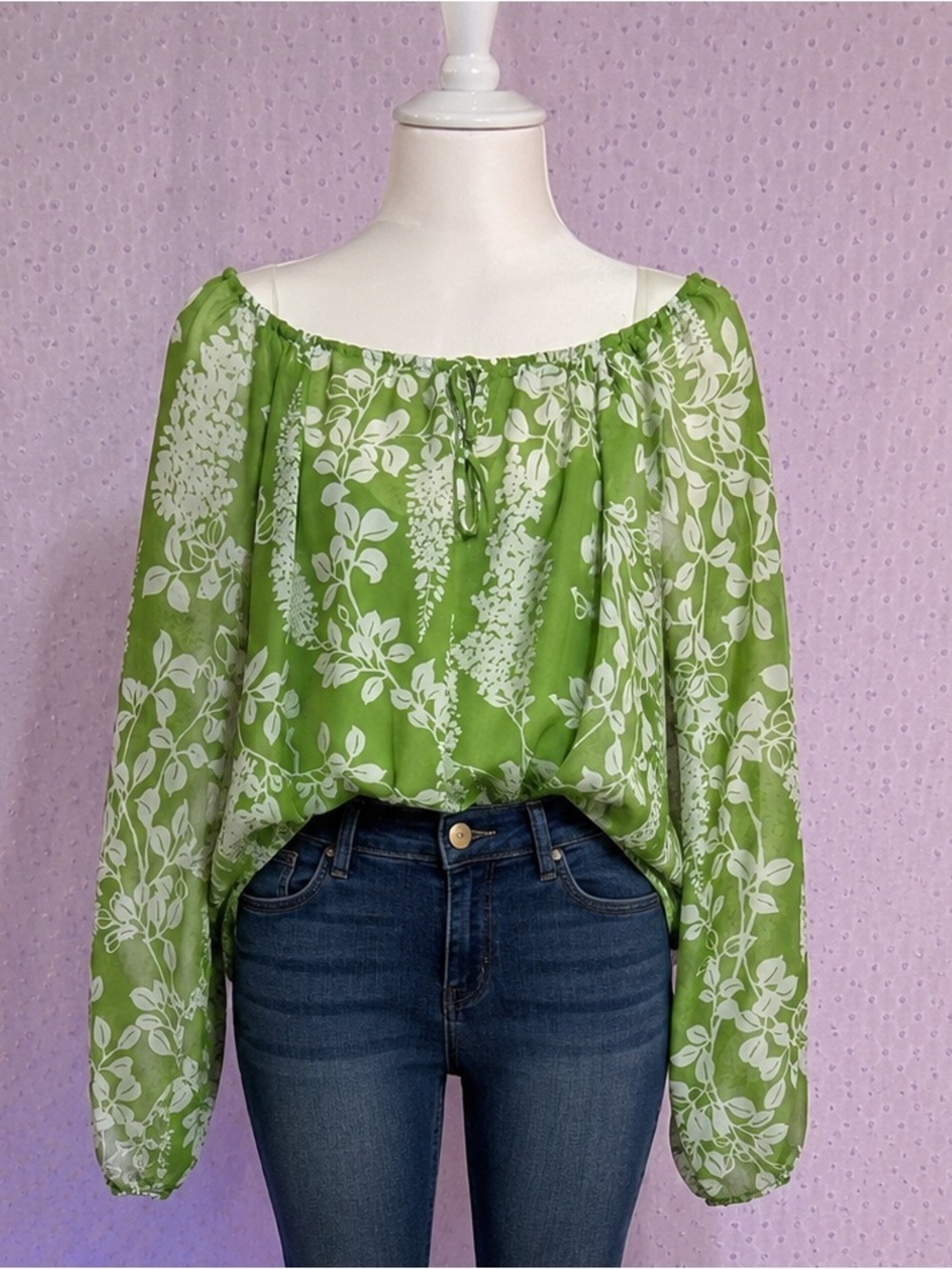 George Green and White Printed Blouse